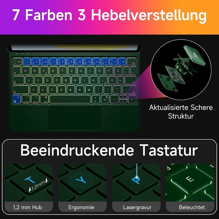 Hou Clavier magnétique iPad Air/Pro 11" QWERTZ - Vert - Jusqu'à 34% de remise