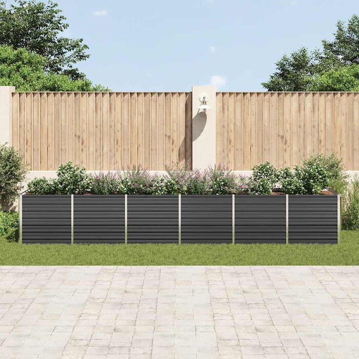Bac à fleurs surélevé en acier galvanisé - 480x80 cm - Jusqu'à -52%