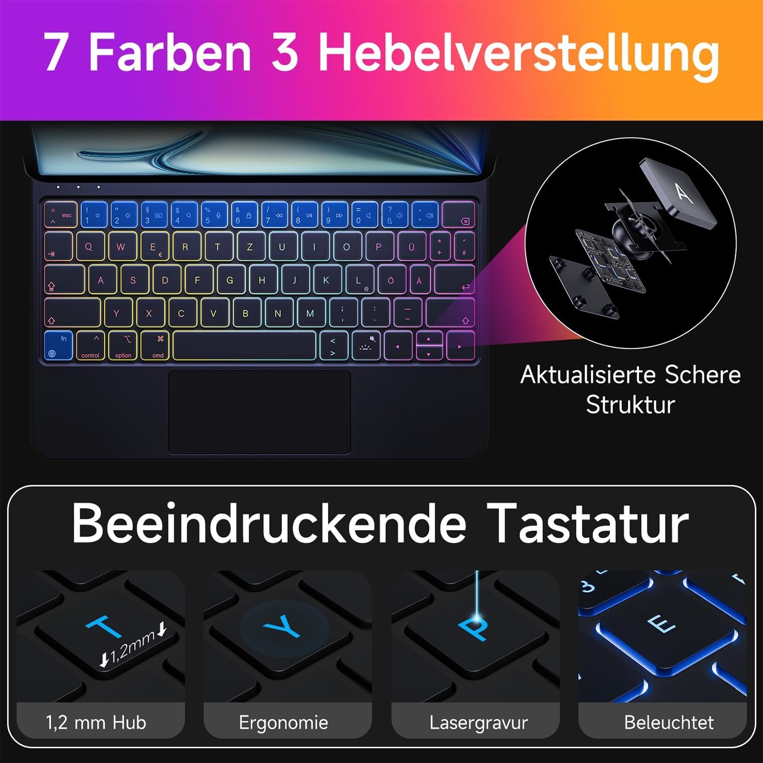 Étui clavier QWERTZ pour iPad Pro 12.9 - Noir - Jusqu'à 34% de remise