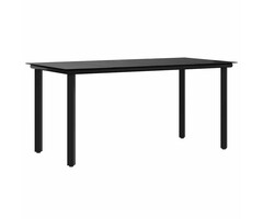 Vidaxl Table de jardin 160x80 cm en acier et verre noir - Jusqu'à -52%