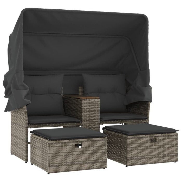 Vidaxl Banquette de jardin 2 places avec auvent et repose-pieds - Jusqu'à 37% de remise