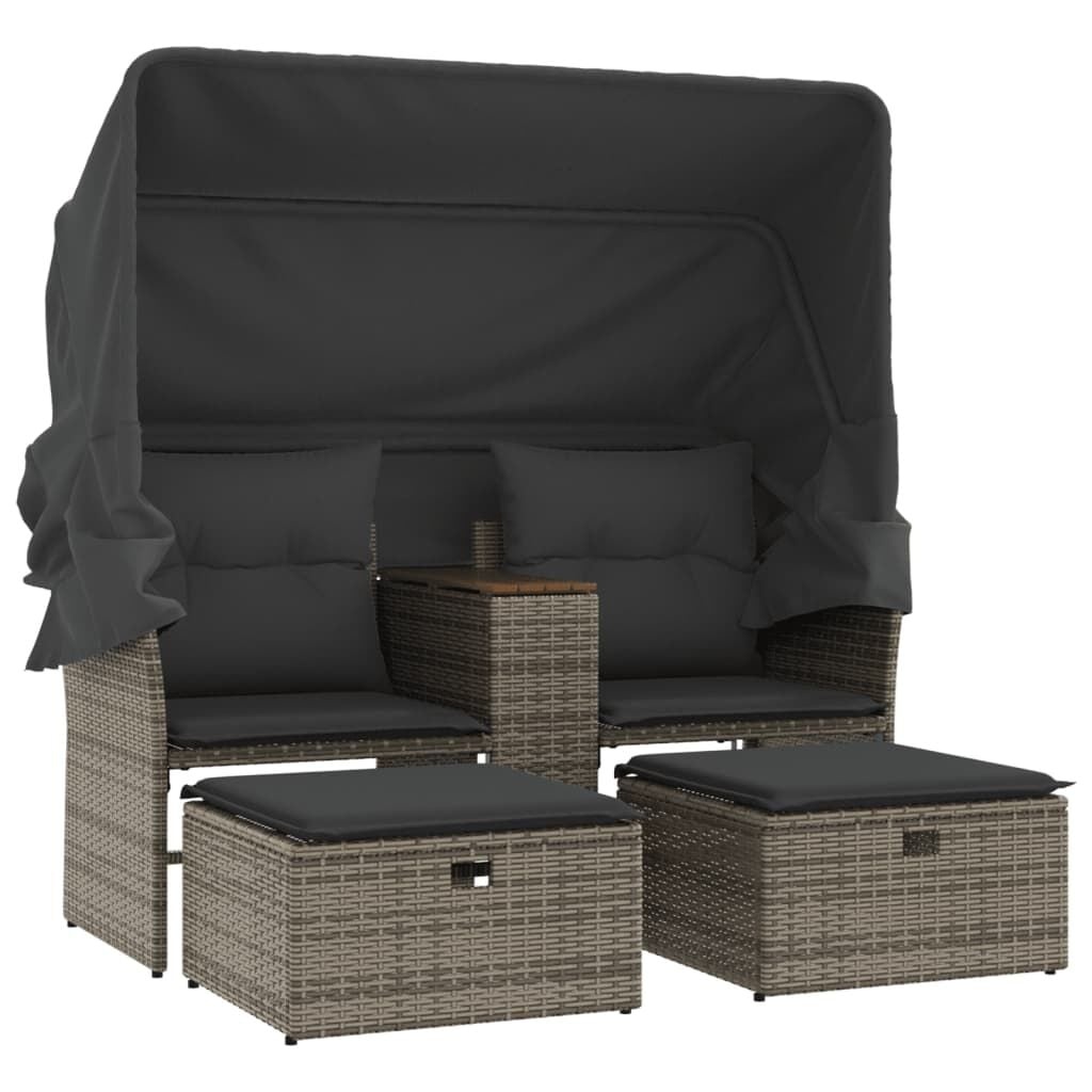 Vidaxl Banquette de jardin 2 places avec auvent et repose-pieds - Jusqu'à 37% de remise