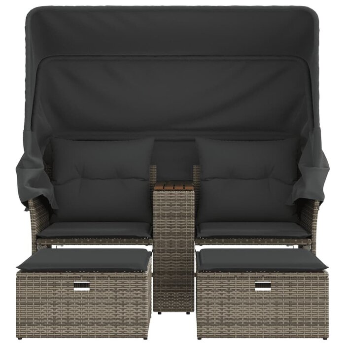 Vidaxl Banquette de jardin 2 places avec auvent et repose-pieds - Jusqu'à 37% de remise