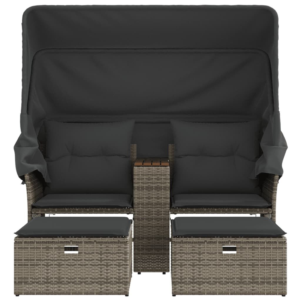 Vidaxl Banquette de jardin 2 places avec auvent et repose-pieds - Jusqu'à 37% de remise