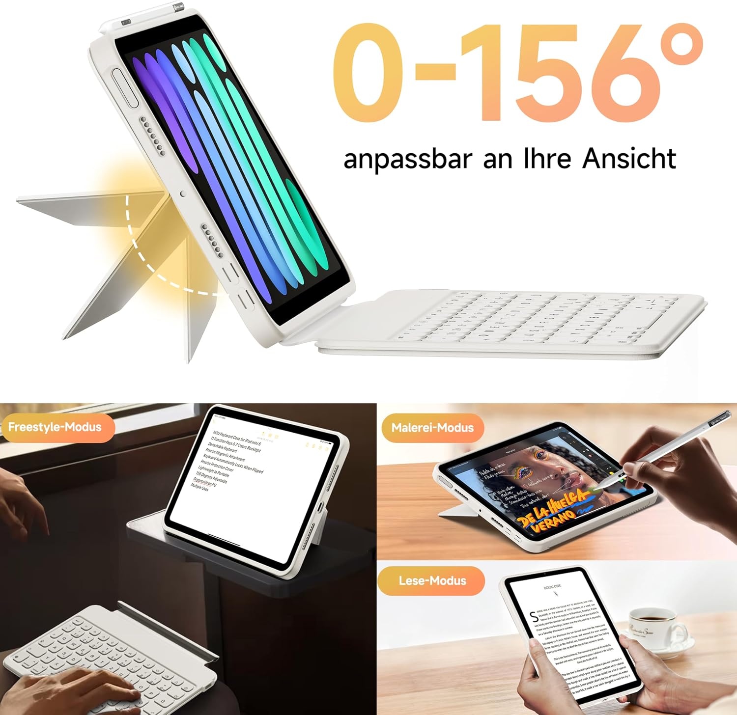 Hou Étui clavier pour iPad Mini 7/6 blanc ivoire - Jusqu'à 33% de réduction