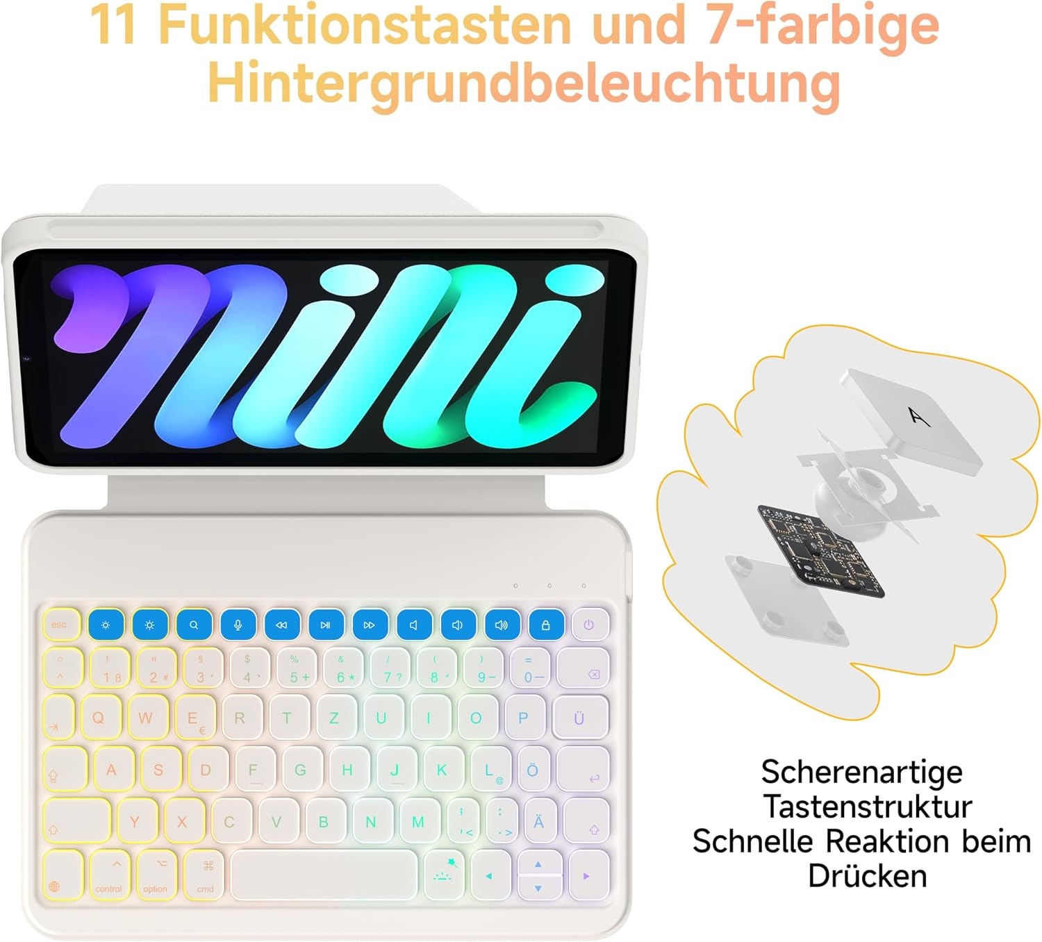Hou Étui clavier pour iPad Mini 7/6 blanc ivoire - Jusqu'à 33% de réduction