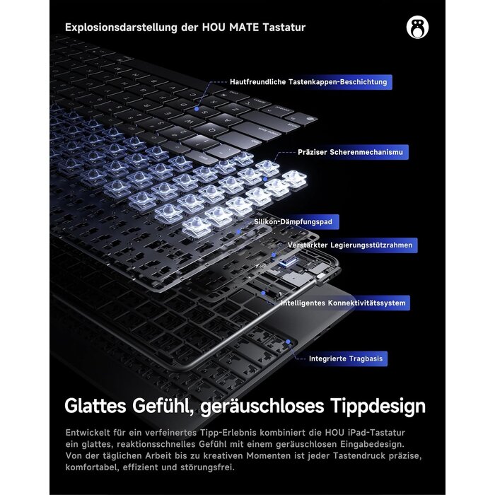 Hou Étui clavier rotatif pour iPad - QWERTZ - Jusqu'à -34% de remise