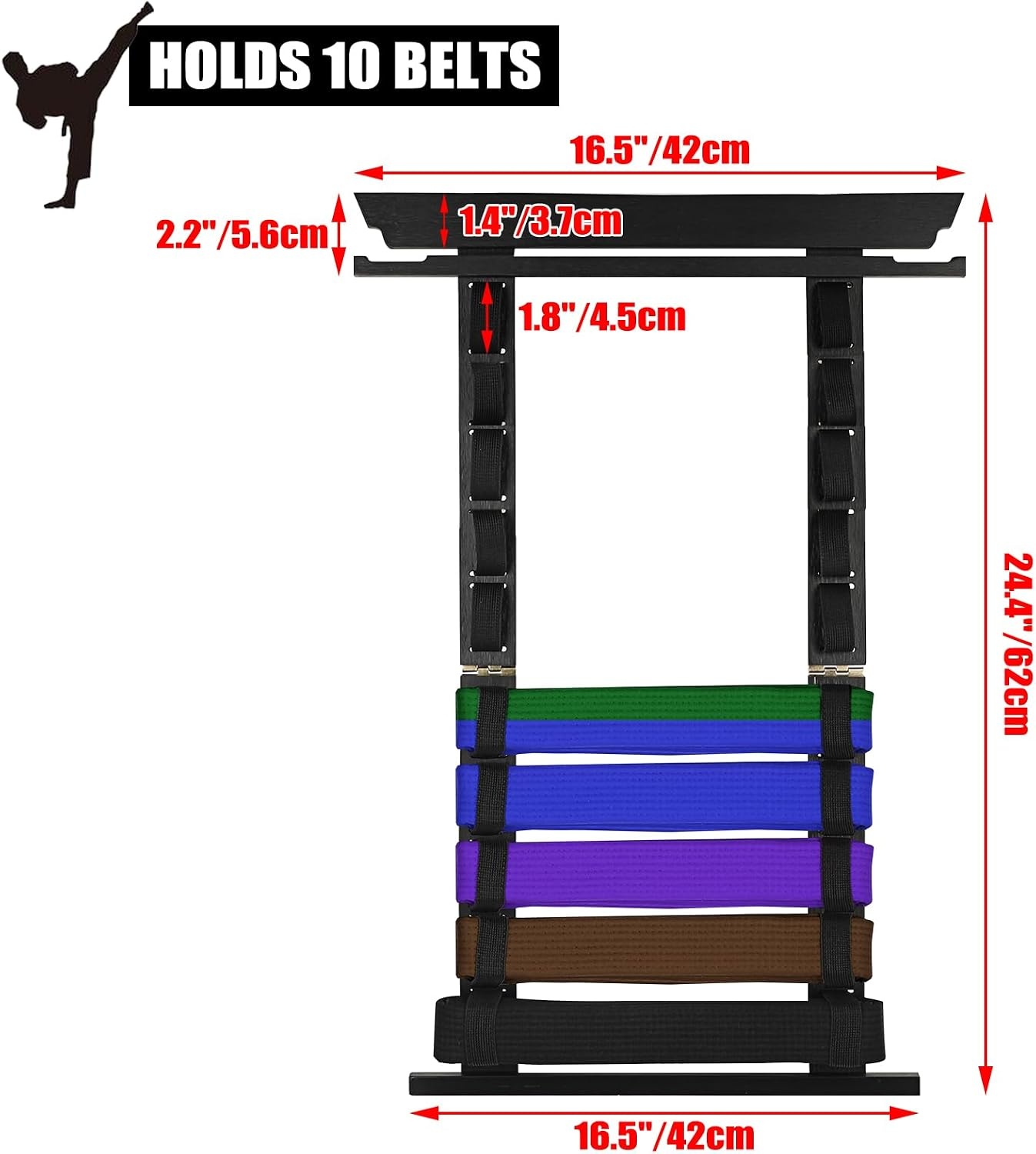 Présentoir Mural pour 10 Ceintures et Médailles - Bambou Noir - Jusqu'à -32%