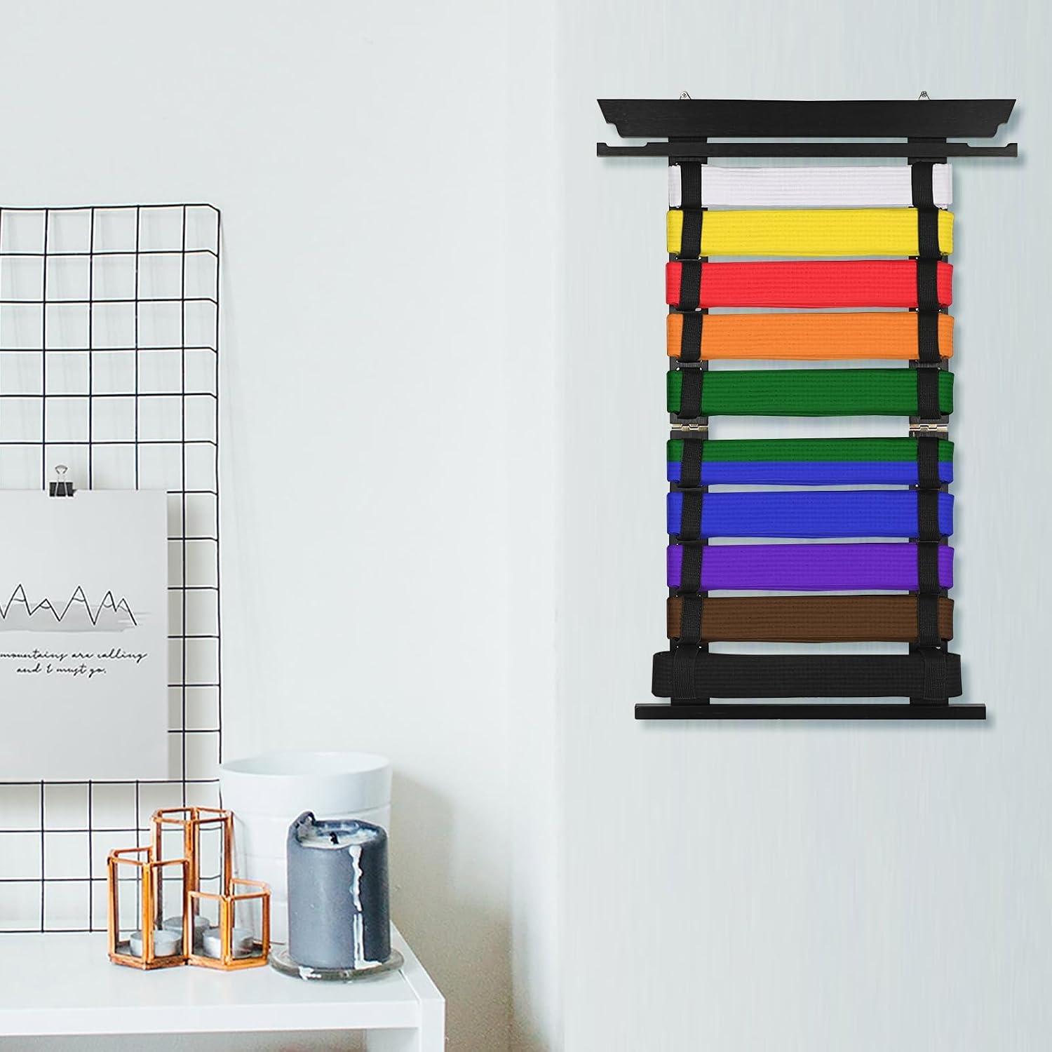 Présentoir Mural pour 10 Ceintures et Médailles - Bambou Noir - Jusqu'à -32%