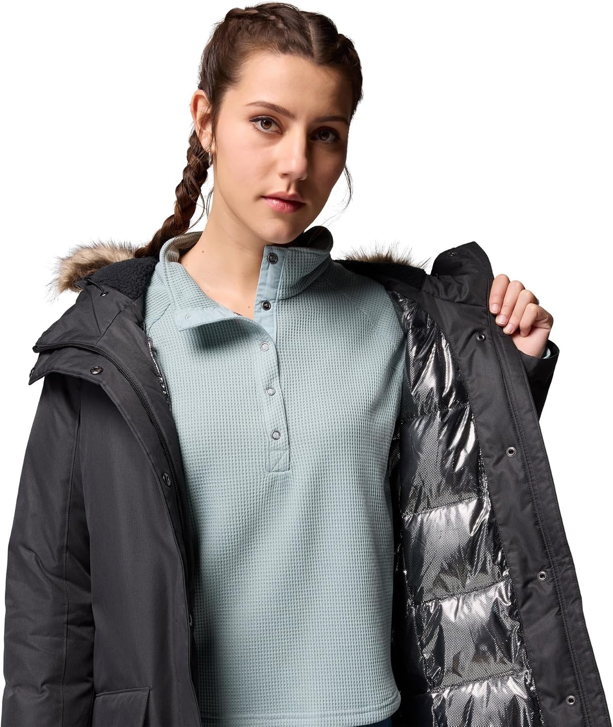 Manteau d'hiver long matelassé femme noir - Jusqu'à 35% de réduction