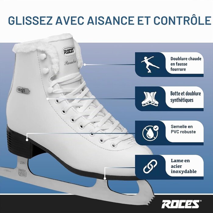 Roces Patins à glace pour femme Paradise blancs - Jusqu'à -34% sur le retour