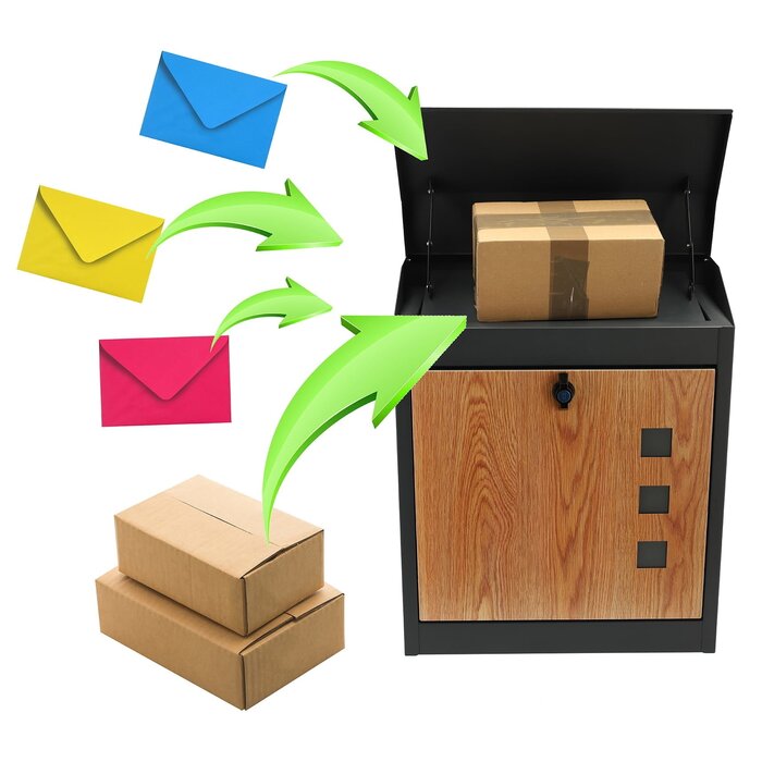 Boîte aux lettres colis métal anthracite aspect bois - Jusqu'à -38%