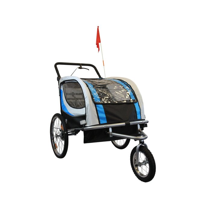 Remorque vélo enfant 2 places - Pliable et confortable - Jusqu'à -30%