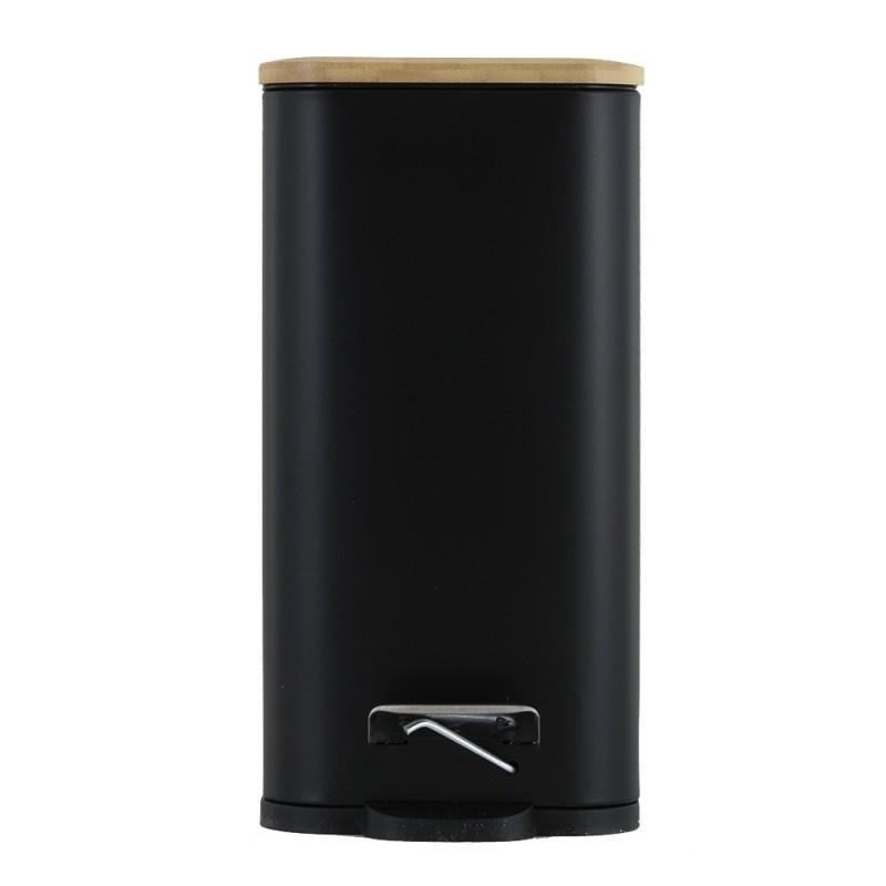 Poubelle à pédale 5L noir mat et bambou - Jusqu'à -33% sur l'outlet