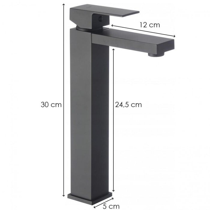Mitigeur de lavabo haut noir mat - Design moderne - Jusqu'à 32% de remise