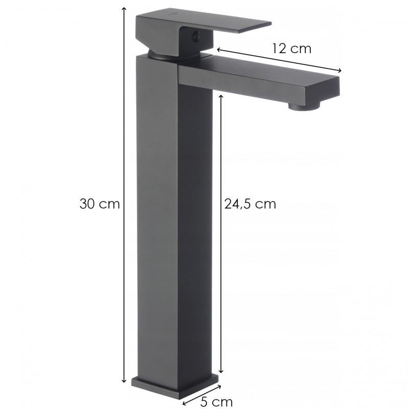 Mitigeur de lavabo haut noir mat - Design moderne - Jusqu'à 32% de remise