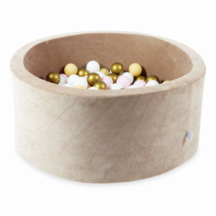 Piscine à balles en velours beige 90x40 cm - 300 balles - Jusqu'à -42%