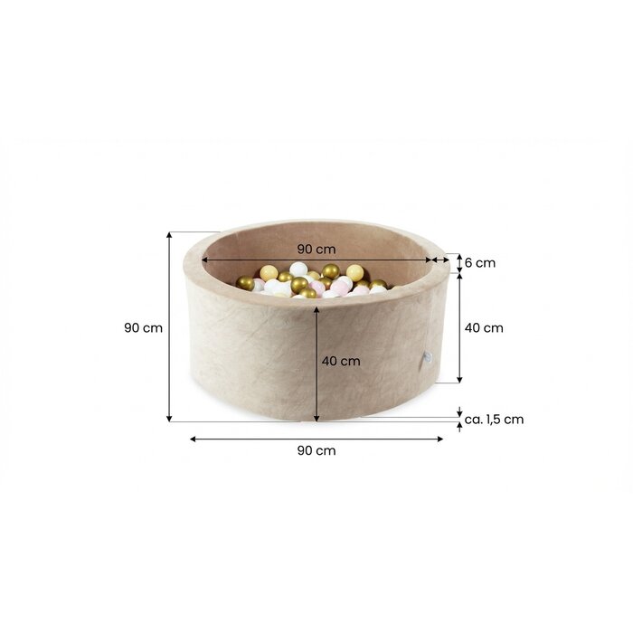 Piscine à balles en velours beige 90x40 cm - 300 balles - Jusqu'à -42%