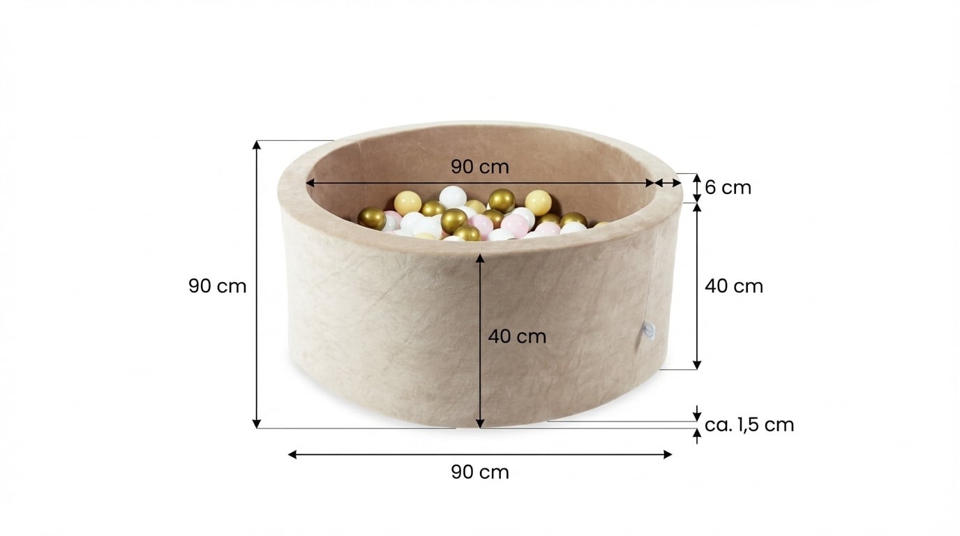 Piscine à balles en velours beige 90x40 cm - 300 balles - Jusqu'à -42%