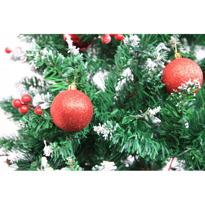 Sapin de Noël enneigé 180 cm avec décorations - Jusqu'à 40% de remise