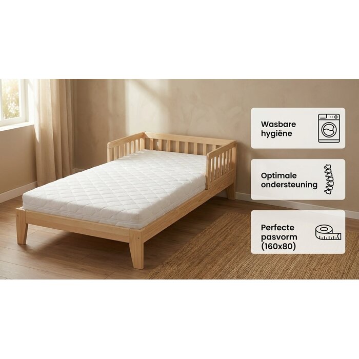 Matelas enfant 160x80cm - Mousse PUR - Confort équilibré - Jusqu'à -38%