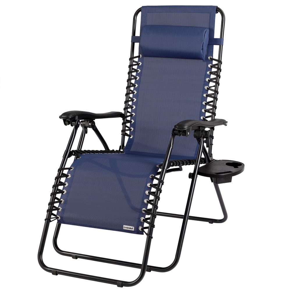 Chaise longue de jardin inclinable bleu foncé - Jusqu'à -27%