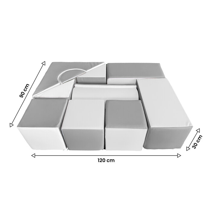 Blocs de construction en mousse - 11 pièces - Blanc & Gris - Jusqu'à 25% de remise