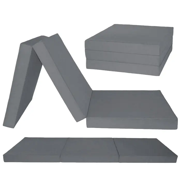 Matelas pliable 3 sections 195x80cm - Gris - Jusqu'à -25% sur l'outlet