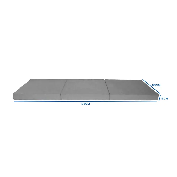 Matelas pliable 3 sections 195x80cm - Gris - Jusqu'à -25% sur l'outlet