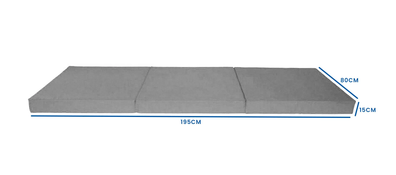 Matelas pliable 3 sections 195x80cm - Gris - Jusqu'à -25% sur l'outlet