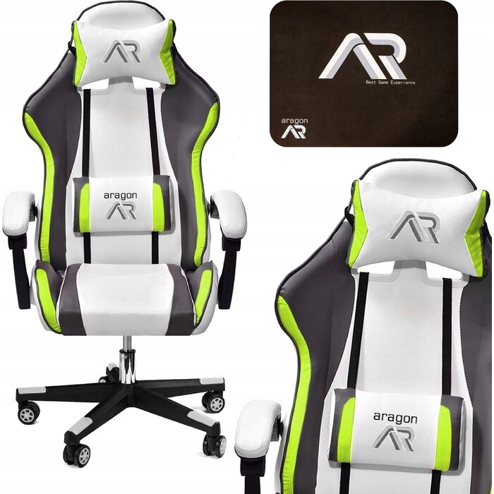 Chaise Gaming Ergonomique - Blanc, Gris et Citron - Jusqu'à 10% de remise