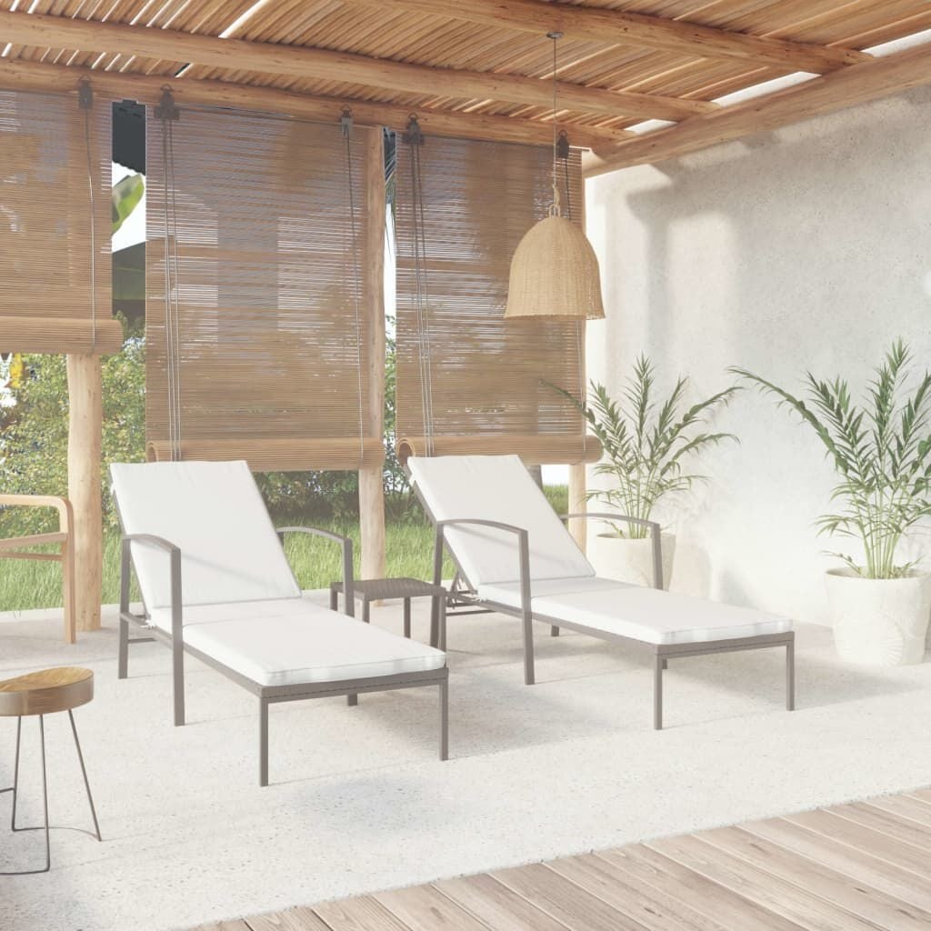 Lot de 2 bains de soleil avec table - Poly rotin noir - Jusqu'à -38%