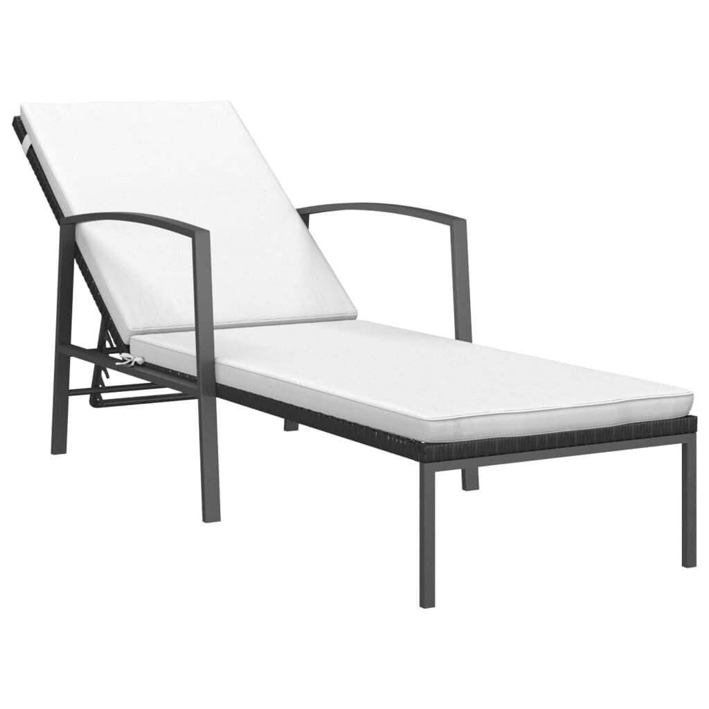 Lot de 2 bains de soleil avec table - Poly rotin noir - Jusqu'à -38%