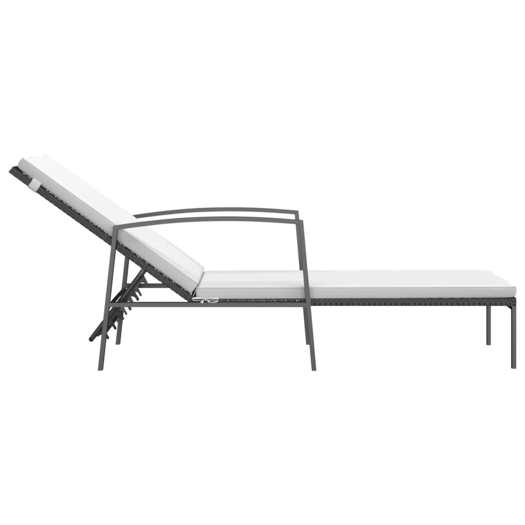 Lot de 2 bains de soleil avec table - Poly rotin noir - Jusqu'à -38%