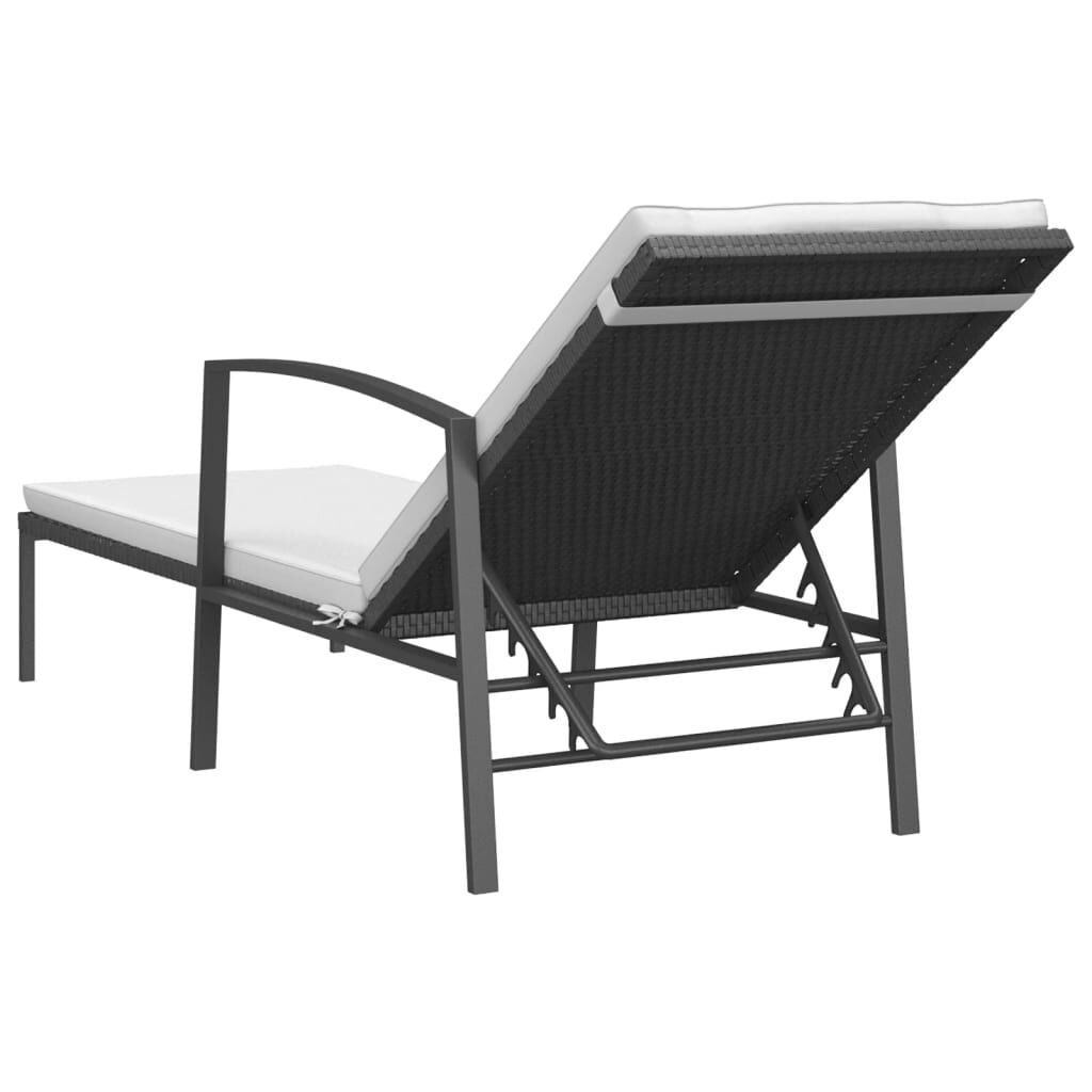 Lot de 2 bains de soleil avec table - Poly rotin noir - Jusqu'à -38%