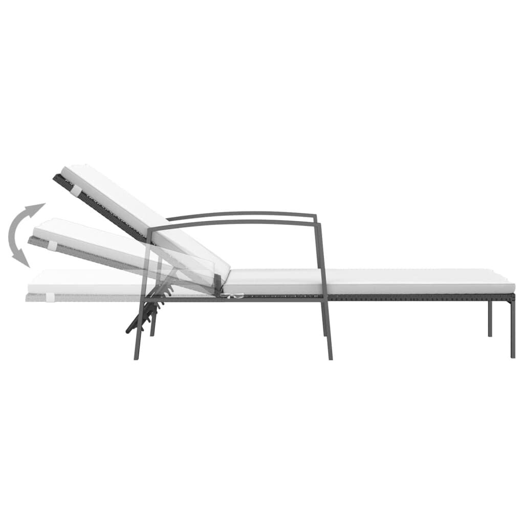 Lot de 2 bains de soleil avec table - Poly rotin noir - Jusqu'à -38%