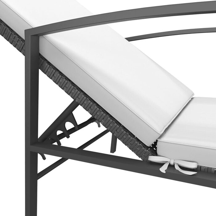 Lot de 2 bains de soleil avec table - Poly rotin noir - Jusqu'à -38%