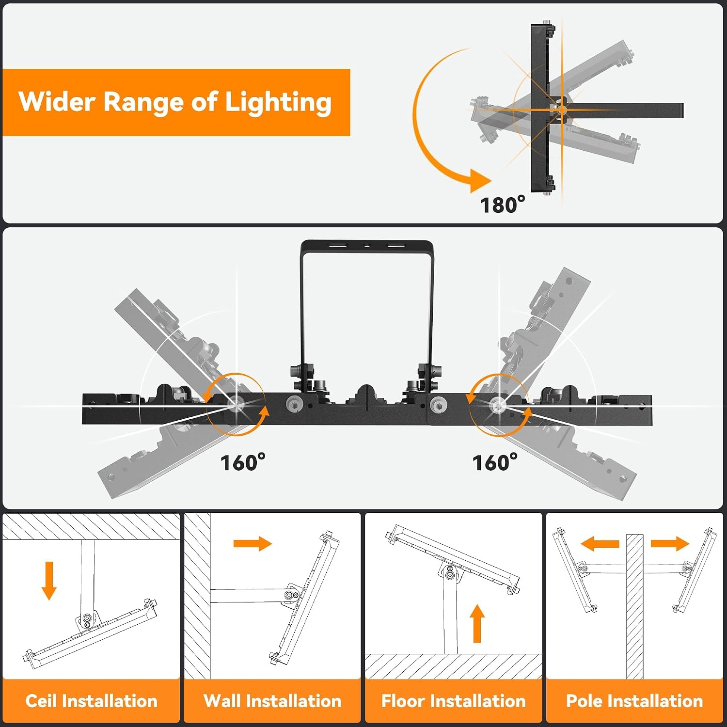Projecteur LED 600W 60000lm - 3 têtes orientables - Jusqu'à -43%