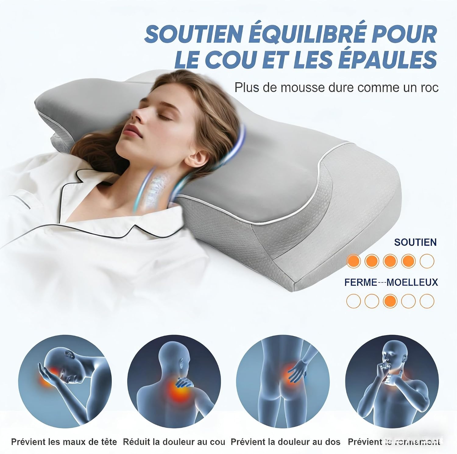 Oreiller orthopédique mémoire de forme - Jusqu'à -32% sur votre confort cervical