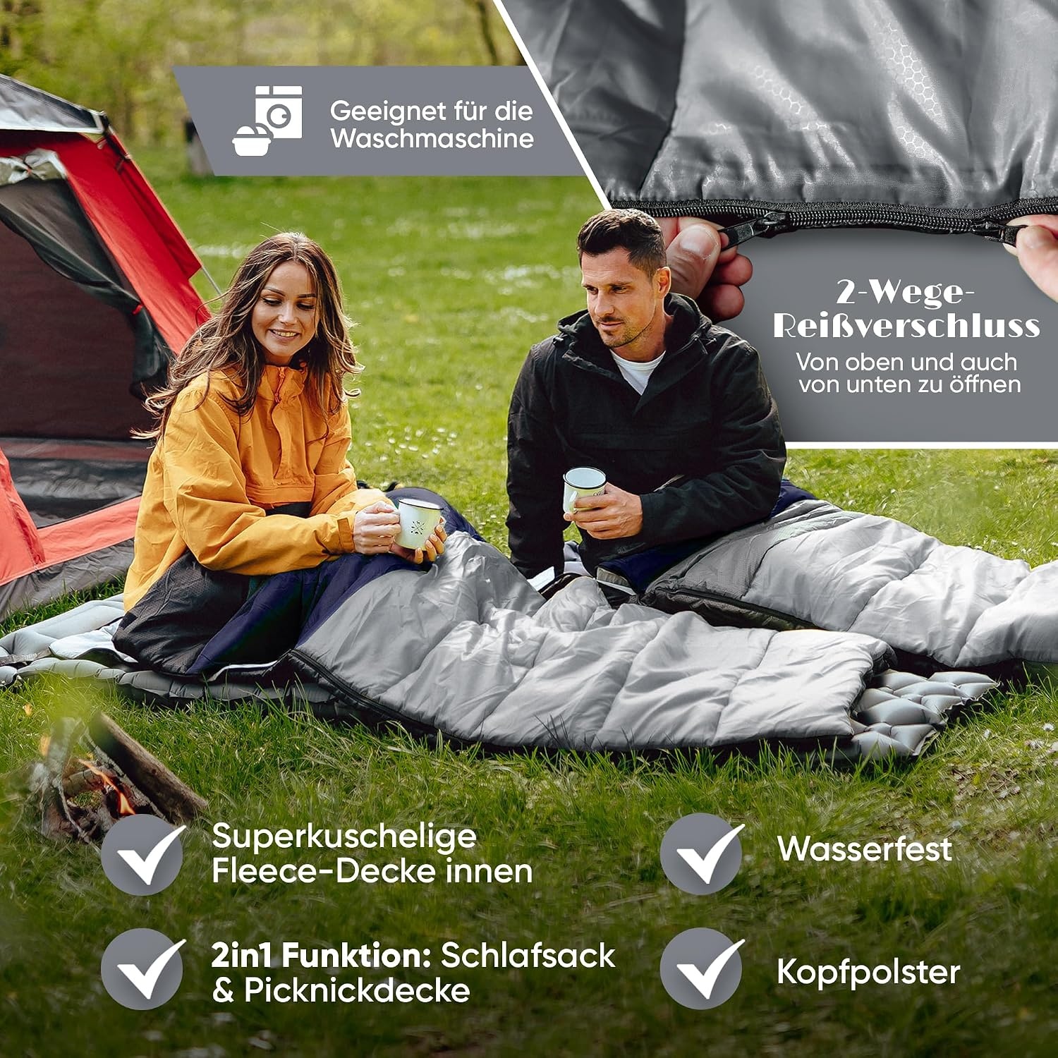 Sac de couchage 4 saisons -20°C avec oreiller - Jusqu'à 34% de remise