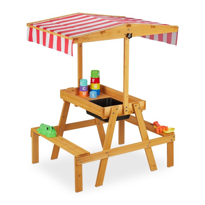 Salon de jardin pour enfants en bois avec parasol - Jusqu'à -33%