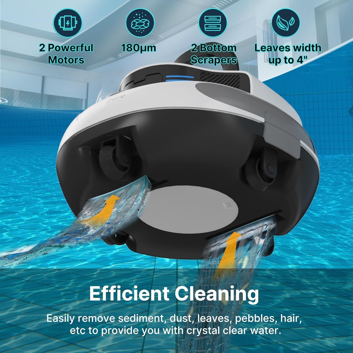 Robot Nettoyeur de Piscine Sans Fil - Jusqu'à 90 m² - Jusqu'à -41%