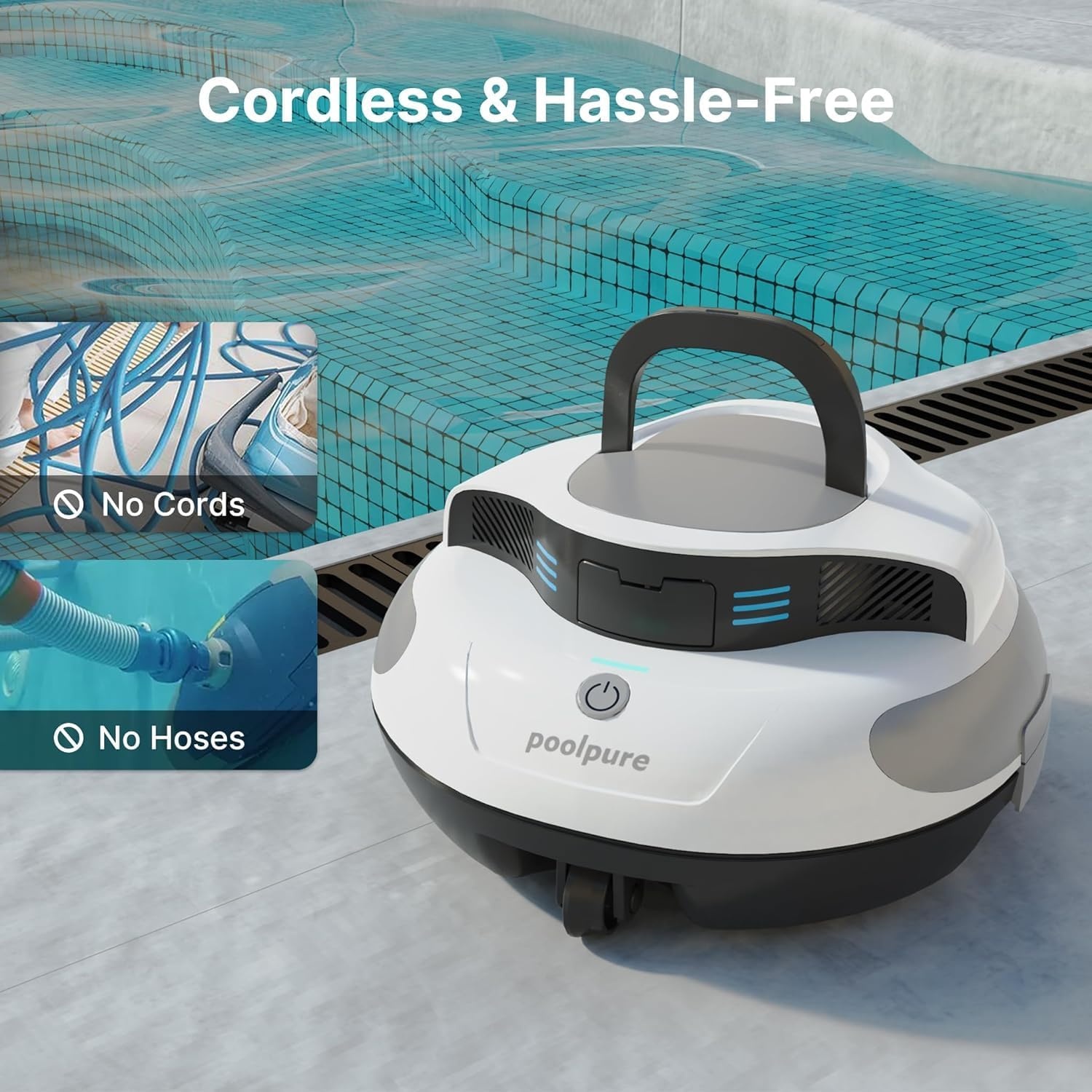 Robot Nettoyeur de Piscine Sans Fil - Jusqu'à 90 m² - Jusqu'à -41%