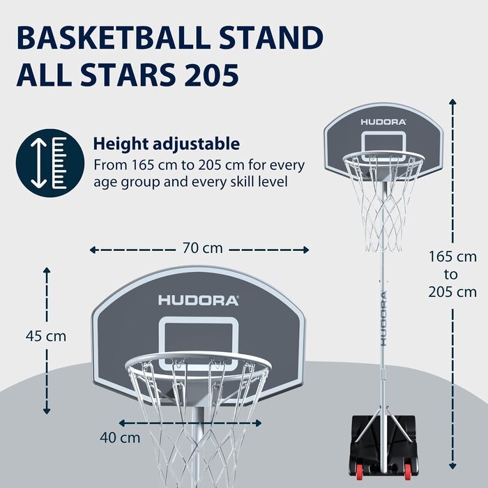 Panier de basket réglable 165-205 cm - Jusqu'à -34% sur votre équipement