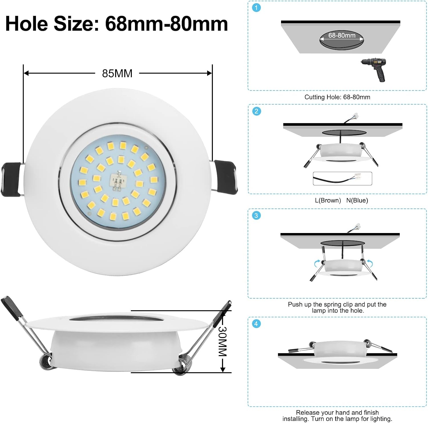Lot de 10 spots LED encastrables orientables 5,5W - Jusqu'à -28,2% !