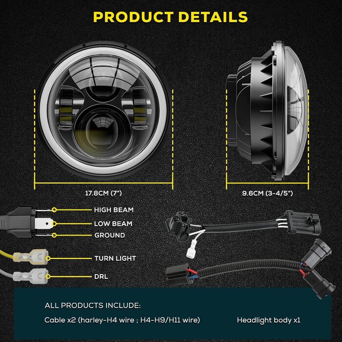 Phare LED 7 pouces 50W pour moto et Jeep - Jusqu'à -29% de réduction