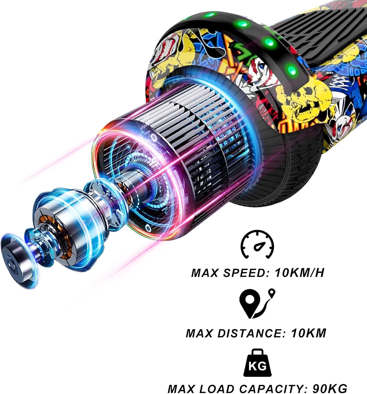Hoverboard avec siège 6,5 pouces Bluetooth Graffiti - Jusqu'à 35% de remise