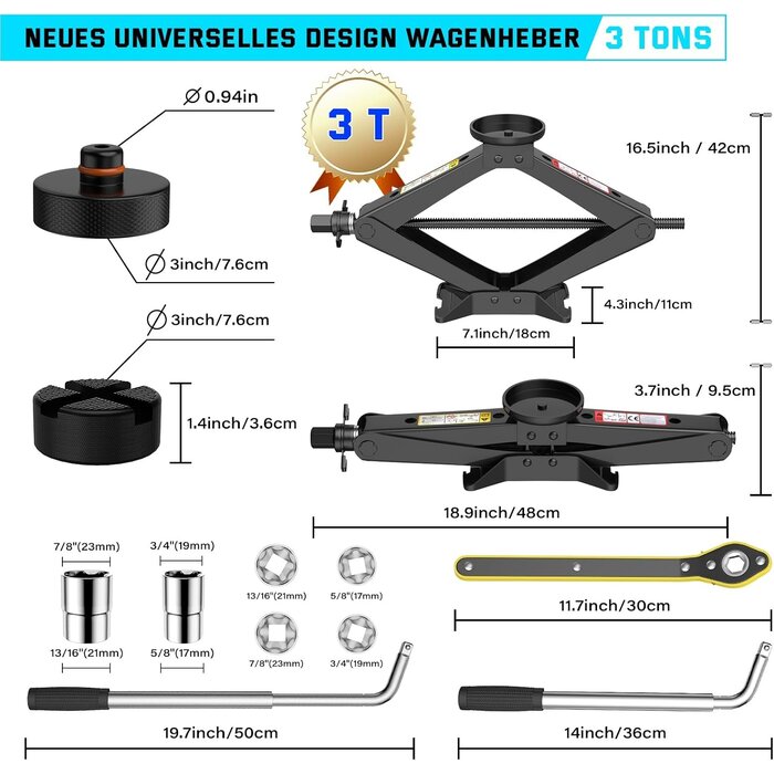 Cric pantographe 3T universel pour véhicule et Tesla - Jusqu'à -34%