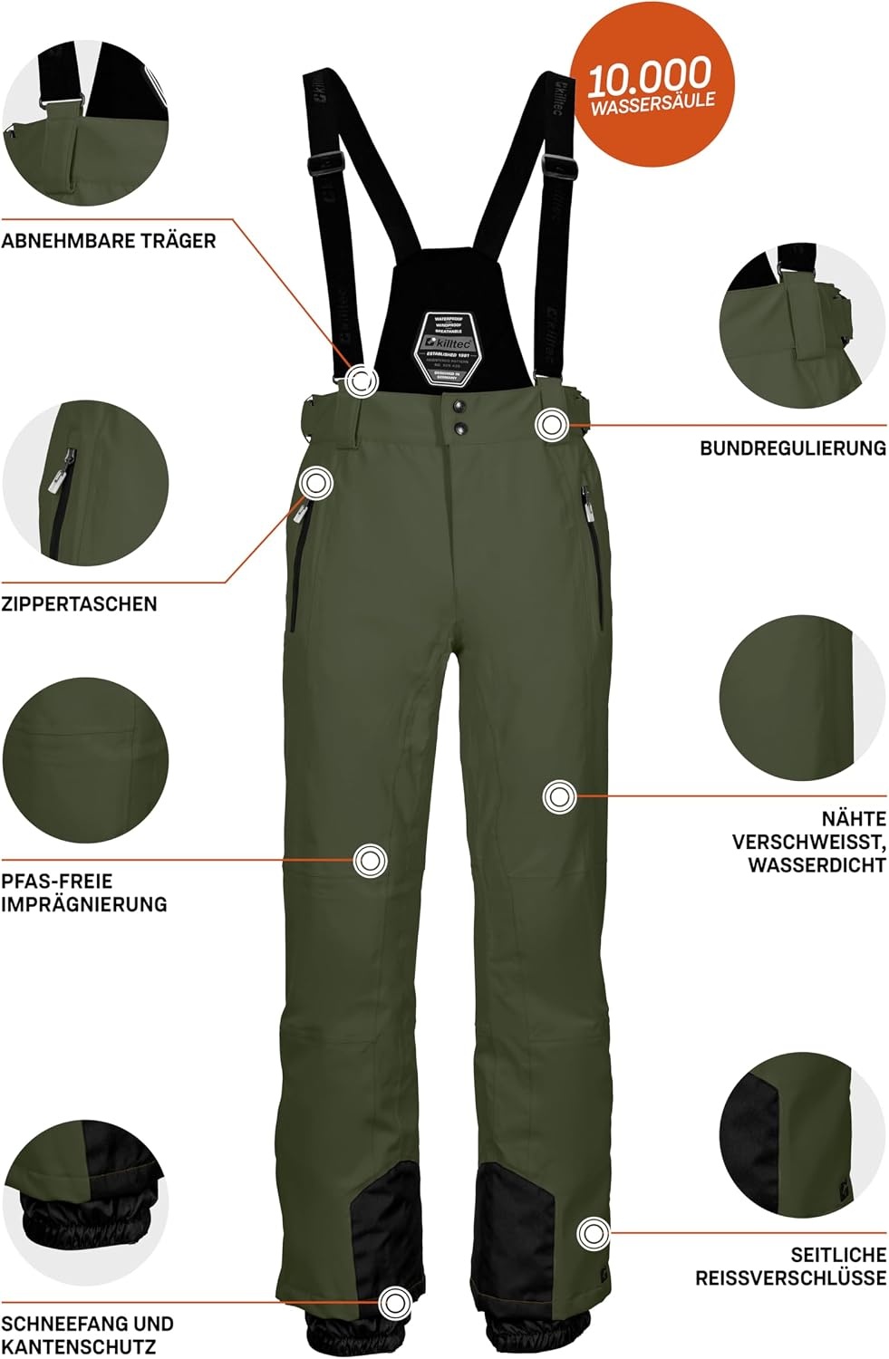 Killtec Pantalon de ski technique homme noir - Taille S - Jusqu'à 30% de réduction