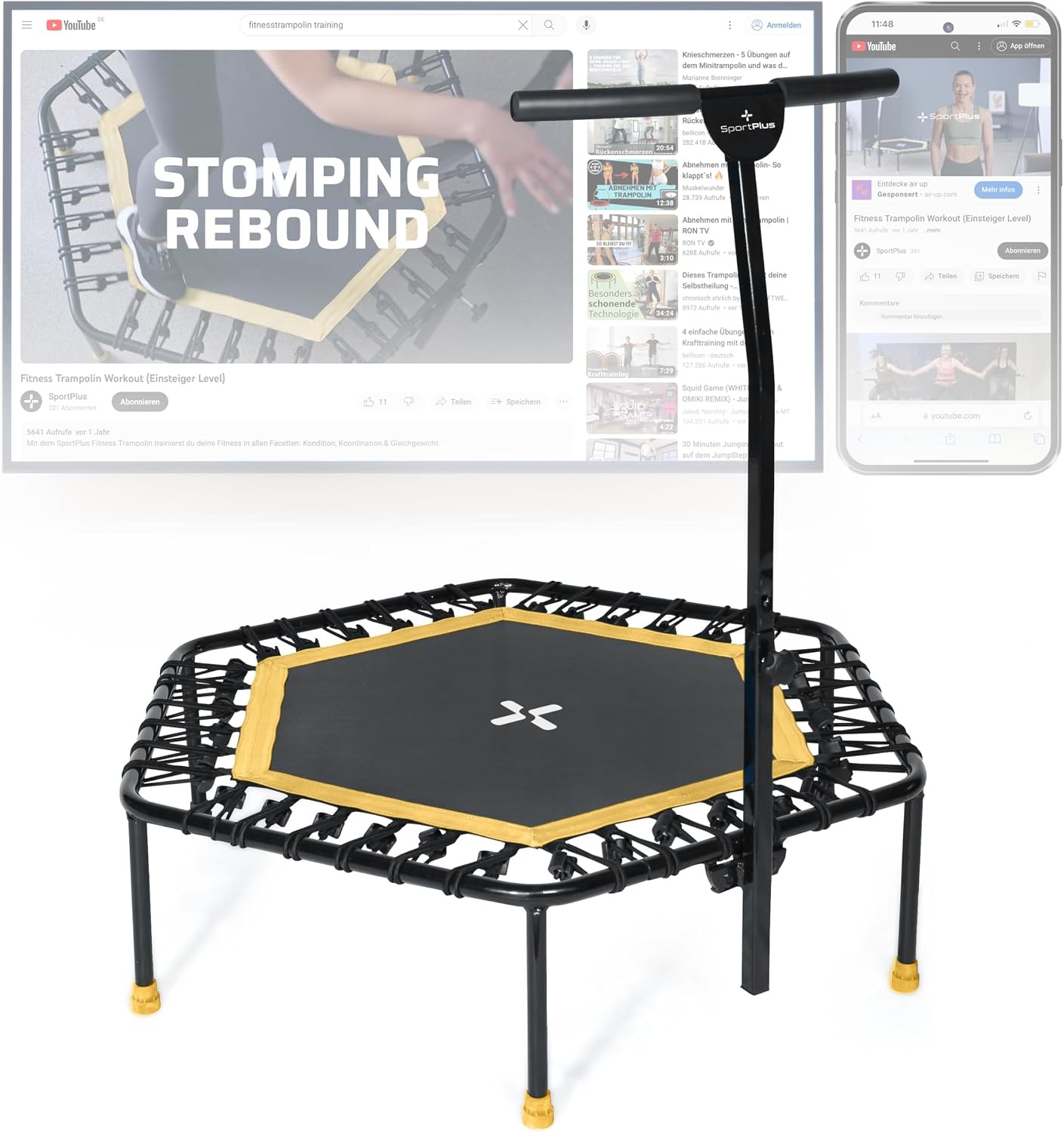Trampoline de fitness pliable 126cm - Jusqu'à 29% de réduction